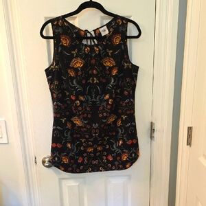 CAbi Womens Black Floral Patterned Sleeveless Top Size M (Bin 9)